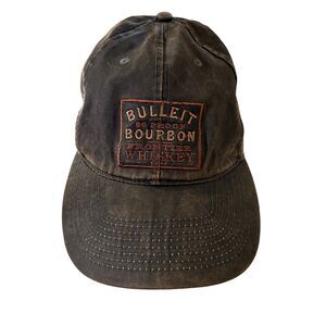 Bulleit Bourbon Distressed Strapback Hat Brown Cotton Adjustable